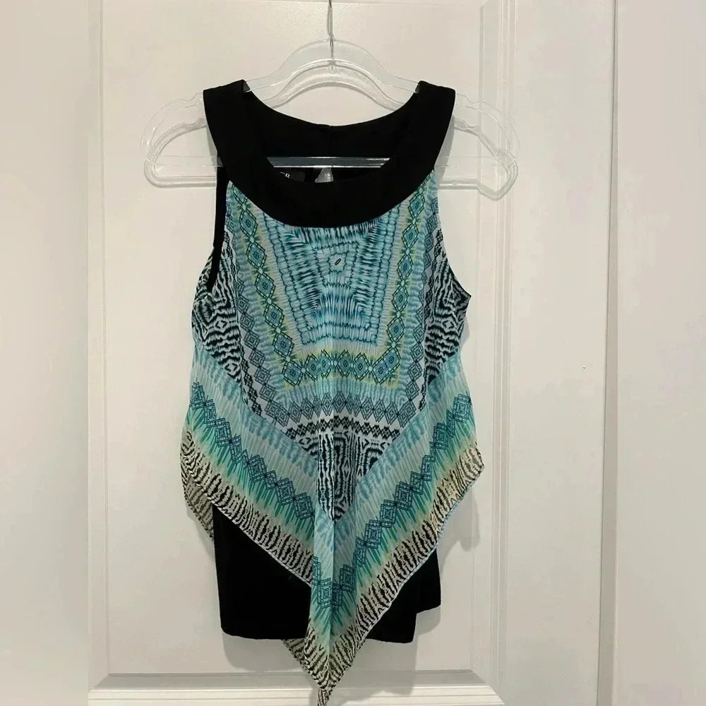 AGB Black and Teal Sleeveless Top
